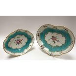 Two Chelsea Derby dessert dishes, circa 1770, heart form and oval,