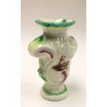 A Derby porcelain Rococo scroll moulded vase, circa 1760, asymmetrical,