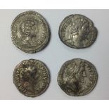 Four Roman silver Denarii, A. Plus, M. Aurecius, S. Severus J.