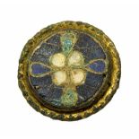 A Mid Anglo - Saxon gilt-bronze cloisonné disc brooch;