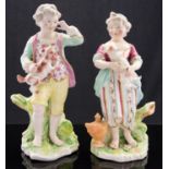A pair of Derby Porcelain shepherd and shepherdess figures, circa 1770,