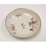 A Derby Chelsea dish, circa 1769-75, painted with floral sprigs,