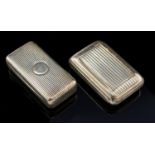 Two George III silver snuff boxes, reeded decoration, rectangular form, William Parker,