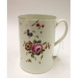 An early Derby porcelain mug (attributed), circa 1775, painted with floral bouquets and sprays,