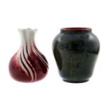 Bernard Moore, a green crystalline glaze vase, shouldered form; together with sang de boeuf vase,