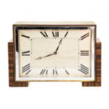 An Art Deco Kingwood and gilt brass mantle timepiece, rectangular form,