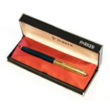 Parker 65 fountain pen, gold filled cap, turquoise barrel,