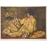 Arthur Rigden Read (1879-1955), The Mandarin Gown, woodblock print, signed, 23cm x 32cm,
