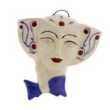 Clarice Cliff, a Wedgwood wall mask plaque, 2002, Art Deco style, hand painted in blue,