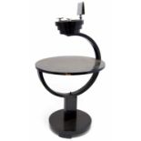An Art Deco smokers table, black painted geometric form,