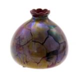 Bernard Moore, a miniature lustre vase, squat ovoid form with crimped rim,