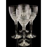 Jasper Conran for Stuart and Waterford, a set of four Strata wine glasses, designed 1999,