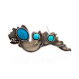 A Modernist silver and turquoise brooch, probably Mexican,