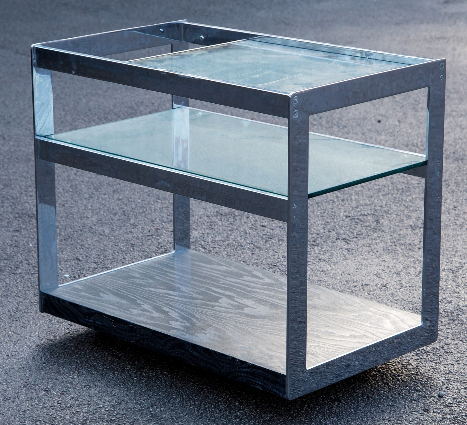 Merrow Associates, a chrome and glass cocktail drinks trolley, circa 1970s,