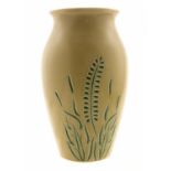 An early 20th Century Lovatts vase, incised wheat pattern on yellow ground,