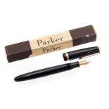 Parker Duofold AF black fountain pen, gilt button, 1948,