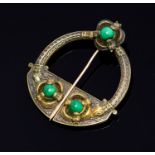 West & Sons of Dublin, a Celtic brooch, silver gilt zoomorphic and foliate knot design,
