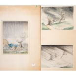 Arthur Rigden Read (1879-1955), Farm Cart in the Rain, watercolour, signed, 26cm x 21cm,