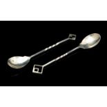 Two Modernist silver teaspoons, possibly Australian,