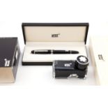 Montblanc Meisterstuck 146 Platinum Line fountain pen, black case with gilt metal fittings,