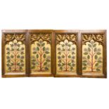 A W N Pugin (attributed), a set of four Gothic Revival carved oak and painted panels,
