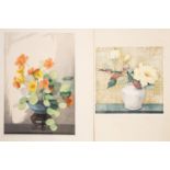 Arthur Rigden Read (1879-1955), The Yellow Rose and Nasturtiums, two woodblock prints, inscribed,