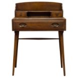 An Ercol Windsor dark elm and beech desk, single drawer,