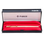 Parker falcon Insignia fountain pen, gold plated twin vertical lines, 1981,