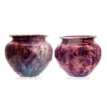 Bernard Moore, a pair of high fired vases, squat ovoid form,