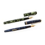 Conway Stewart 73 fountain pen, blue black opal marbling,