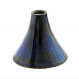 Bernard Moore, a miniature lustre chimney vase, tapered conical form, green iridescent glaze,