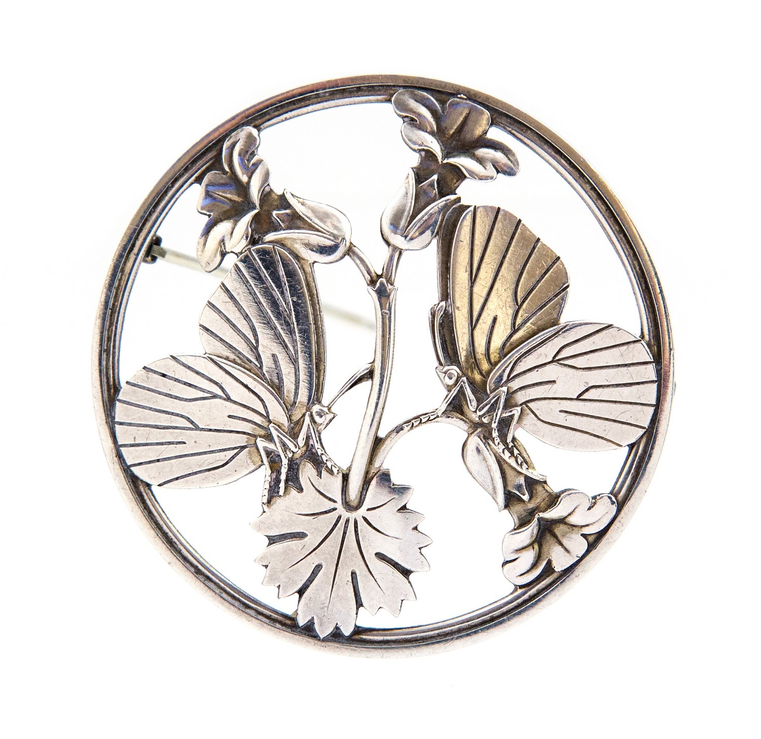 Arno Malinowski for Georg Jensen, Moonlight Blossom, a Danish Modernist silver brooch, number 283,
