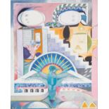 Nadia Nagual (20th century), Abstract Fantasy, oil on canvas, signed and dated 1985, 77cm x 62cm,