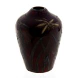 Bernard Moore, a miniature enamelled flambe lustre glazed vase, shouldered form,