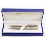 Waterman Hemisphere pen set of propelling pencil and ballpoint pen, brushed steel,