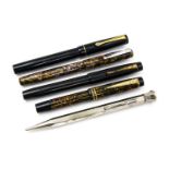 A collection of fountain pens including Swan, Wyvern and Onoto,