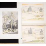 Arthur Rigden Read (1879-1955), The Ash and A Misty Morning, three woodblock prints, inscribed,