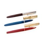 Parker fountain pens including 61 in red with gold plated cheque cap,