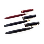 Parker Victory fountain pen, Navy blue, together with a black version lacking nib,