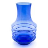 Tamara Aladin for Riihimaki (attributed), a blue glass hooped vase, circa 1970,