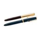 Parker Maxima Duofold fountain pen, green, together with a Parker 51 fountain pen,