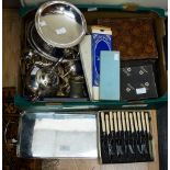 A quantity of silver plated ware to include a Mappin & Webb, two handled silver tray,