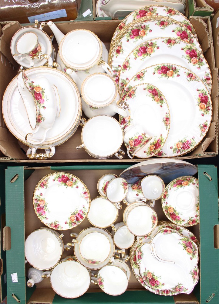 Royal Albert 'Old Country Roses' part dinner and tea service, including two servers and covers,