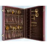 A box of gold plated canteen of cutlery