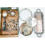 A quantity of silver plated ware, to include a large rectangular tray with chased design, trays,