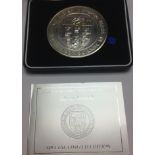 Silver Medal "Royal Mint's 1100 Year Anniversary" in case of issue with certificate. 66mm. 148.