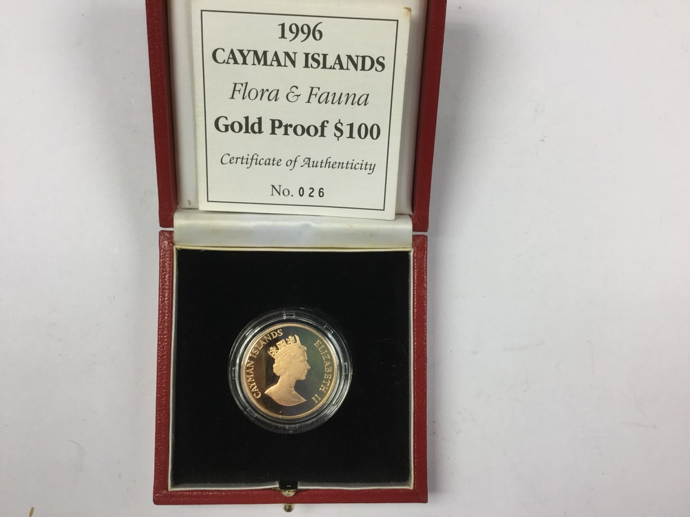Cayman Islands 1996 'Flora and Fauna' Gold Proof 100 Dollars First Day Cover in case of issue with