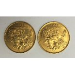A 1/2 Sovereign, George V, 1911, together with another 1/2 Sovereign, Edward VII 1908,