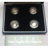 Pattern Silver Proof set of 4 One Pounds 2004.