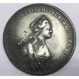 Russia, Catherine 2nd Coronation Medal 1762. Pewter Medal by T Ivanov and S Yodin.